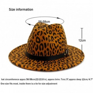 Fedoras Women's Wide Brim Felt Fedora Panama Hat with Leopard Belt Buckle - Z-wine Red - CK1935WCSX3 $25.72