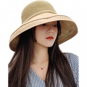 Sun Hats Women's Wide Brim Bucket Hat Packable Linen/Cotton Cloche Hat - 6w72-brown - CY18QINQH85 $22.85