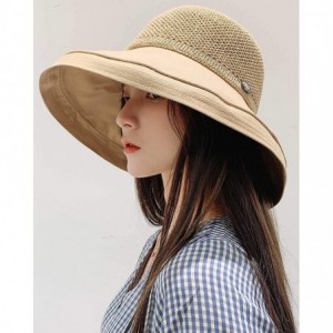 Sun Hats Women's Wide Brim Bucket Hat Packable Linen/Cotton Cloche Hat - 6w72-brown - CY18QINQH85 $21.70