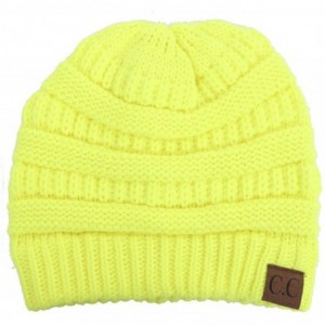 Skullies & Beanies Trendy Warm Chunky Soft Stretch Cable Knit Beanie Skull Cap Hat - Neon Yellow - C4185R4C9UG $20.88