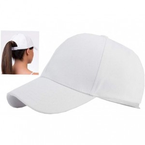 Baseball Caps Cotton Ponytail Hats Baseball for Women Adjustable Solid Color - White - CX18GNSWU7G $21.80