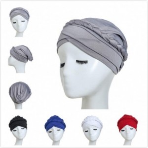 Skullies & Beanies Women Concise Turban Twisted Braid Headscarf Cap Hair Covered Wrap Hat - Blue - CF18AZSQQKG $18.69