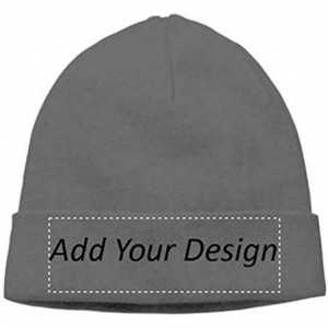 Skullies & Beanies Custom Hat Wool Cuffed Plain Beanie Warm Winter Knit Hats Skull Cap DIY Hat - Dark Grey - C8192K07XO3 $26.03