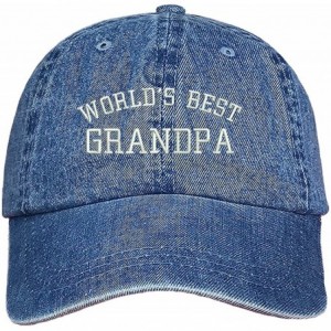 Baseball Caps World's Best Grandpa Baseball Hat - Denim (World's Best Grandpa Dad Hat) - CS18EOIZZ4W $31.51