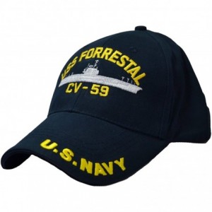 Baseball Caps USS Forrestal CV-59 Low Profile Cap Navy Blue - CH123FDVP1D $53.07