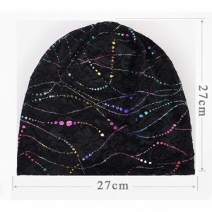 Skullies & Beanies Chemo Headwear for Women-Boho Beanie Cap Turban Headband Soft Sleep Beanie Hats - Chemo Headwear Lace Blac...