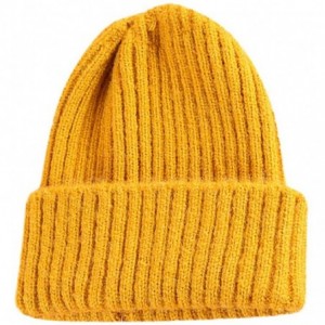Skullies & Beanies 2018 Winter Women Crochet Hat Wool Knit Beanie Warm Caps - Y-yellow - CJ18LSC6Y65 $23.79