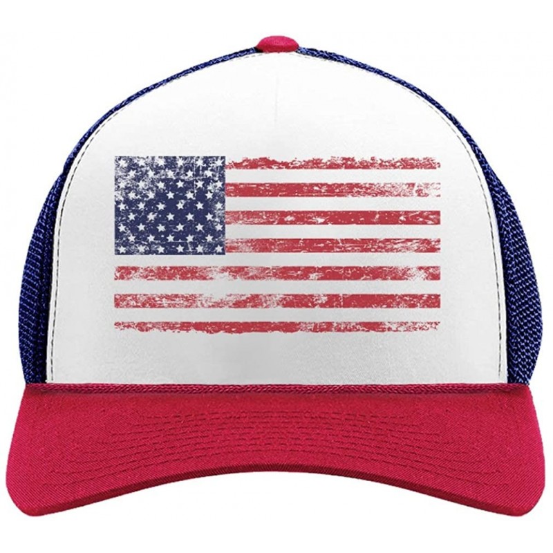 Baseball Caps 4th of July Vintage Distressed USA Flag American Patriot Trucker Hat Mesh Cap - Blue/White/Red - C8182AC648M $2...