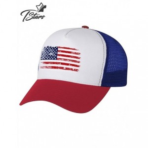 Baseball Caps 4th of July Vintage Distressed USA Flag American Patriot Trucker Hat Mesh Cap - Blue/White/Red - C8182AC648M $2...