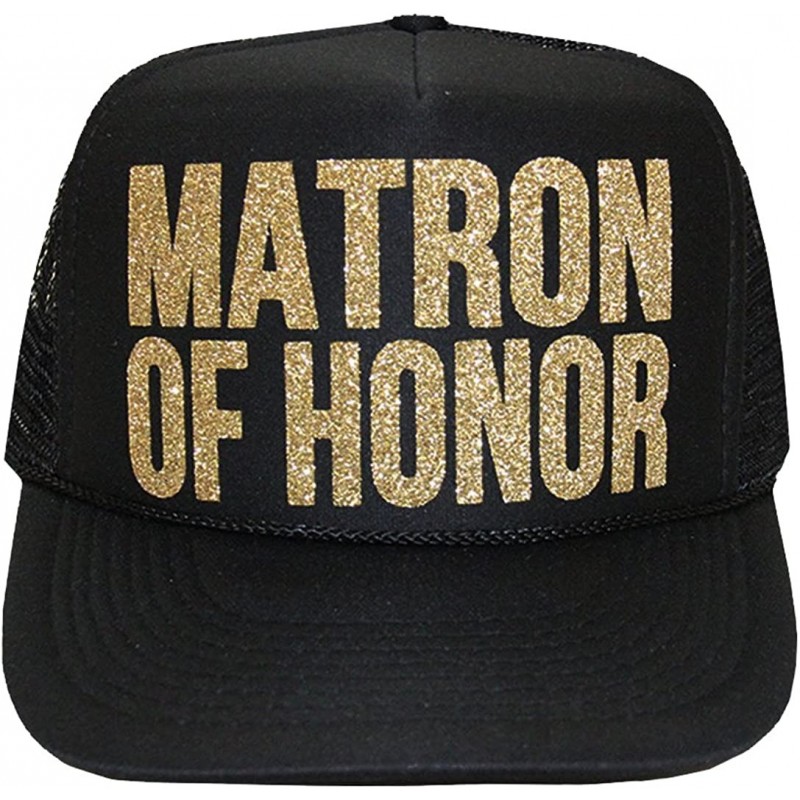 Baseball Caps Matron of Honor Glitter Trucker Hat - CC17YKDA67K $32.66
