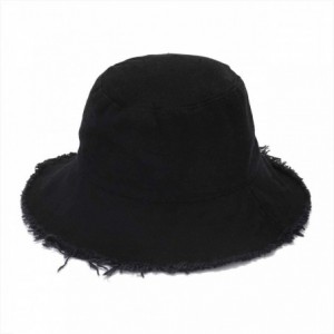 Sun Hats Sun Hats for Women Summer Casual Wide Brim Cotton Bucket Hat Beach Vacation Travel Accessories - Black - C718RK0OX5I...