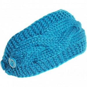 Cold Weather Headbands Plain Adjustable Winter Cable Knit Headband - Blue - CO186OMO64G $19.38