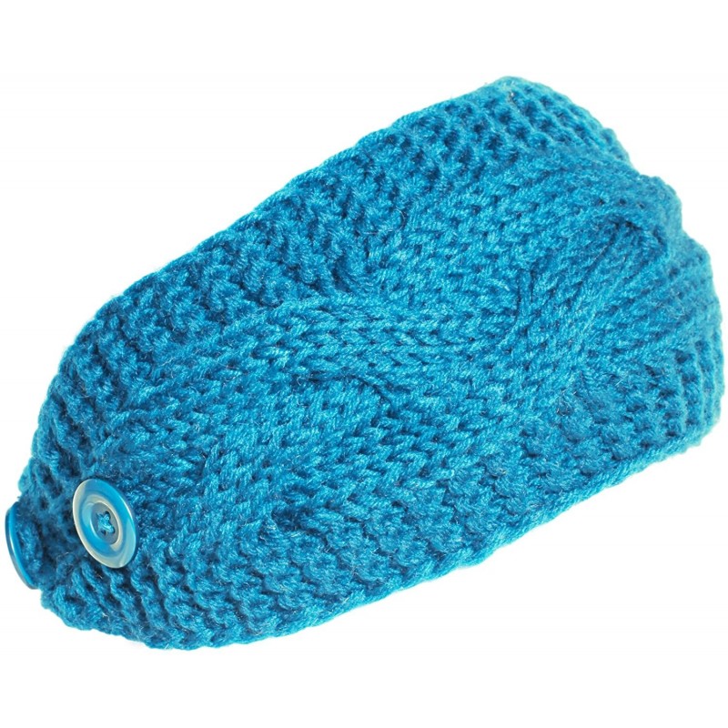Cold Weather Headbands Plain Adjustable Winter Cable Knit Headband - Blue - CO186OMO64G $17.10