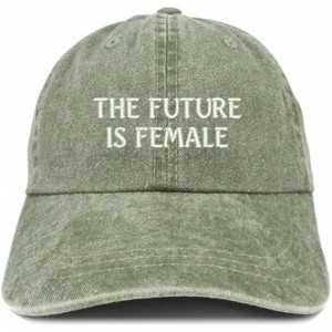 Baseball Caps The Future is Female Embroidered Soft Washed Cotton Adjustable Cap - Olive - CC18CUMG54R $38.67