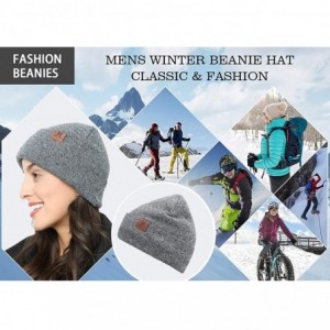 Skullies & Beanies Winter Daily Beanie Slouchy Knit Stocking Hat- Warm Fleece Skull Cap for Men and Women - Light Grey - CJ18...