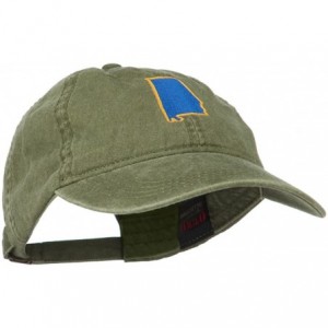 Baseball Caps Alabama State Map Embroidered Washed Cap - Olive - CO11NY2S613 $40.41