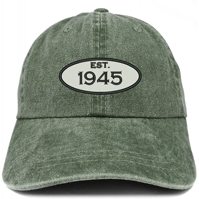 Baseball Caps Established 1945 Embroidered 75th Birthday Gift Pigment Dyed Washed Cotton Cap - Dark Green - CS180NDZ96Q $33.14