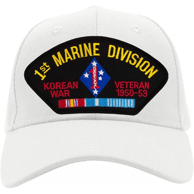 Baseball Caps 1st Marine Division - Korean War Veteran Hat/Ballcap Adjustable One Size Fits Most - White - CA18OTDM3I6 $46.43