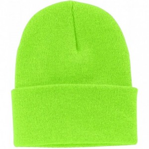 Skullies & Beanies Port & Company Men's Knit Cap - Neon Green - CL11QDRZSNP $17.55