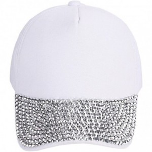 Baseball Caps Womens Beret Baseball Cap Rhinestone Paw Shaped Snapback Hat - White - CR18I0DO2TC $17.96
