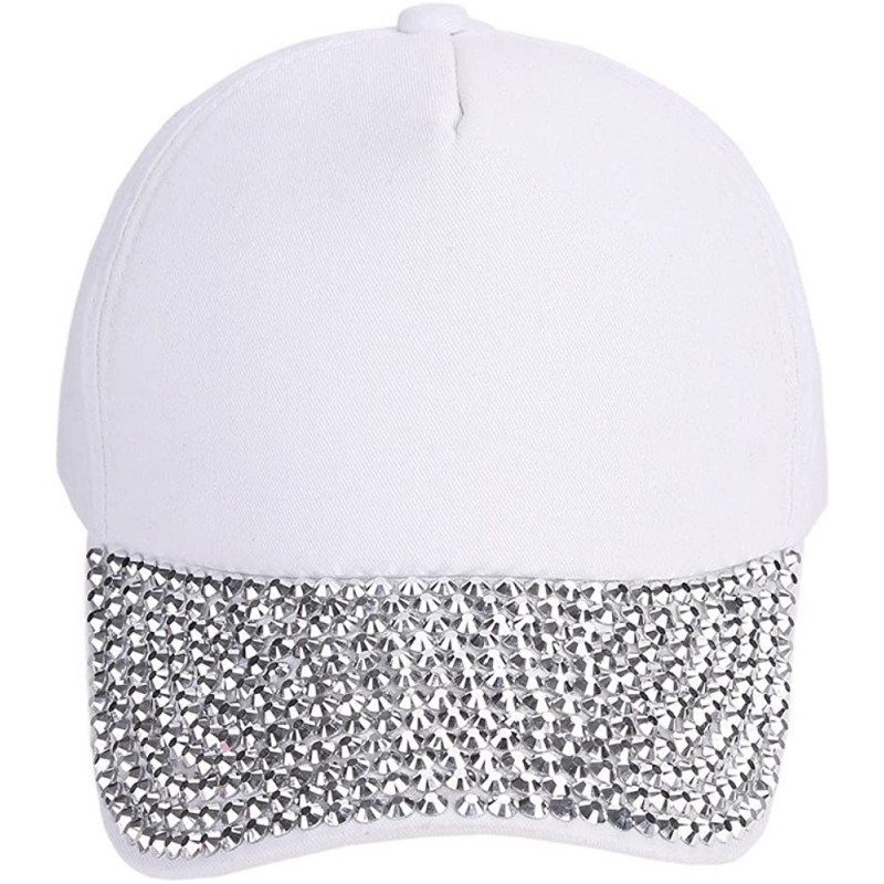 Baseball Caps Womens Beret Baseball Cap Rhinestone Paw Shaped Snapback Hat - White - CR18I0DO2TC $17.96