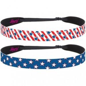 Headbands Women's 2pk American Flag Adjustable No Slip Headbands Red- White & Blue - Flag Stars & Stripes 2pk - C218DOYDZ0W $...