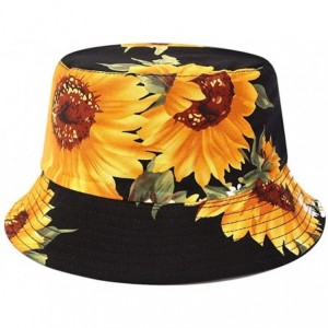 Bucket Hats Leopard Print Bucket Hat Fashion Reversible Design Packable Sun Hat - Sunflower - CZ18ZNZR2KR $26.59