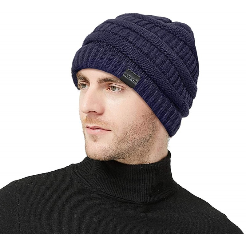 Skullies & Beanies Knit Hat Scarf Set - Merino Wool Winter Warm Beanie Circle Loop Scarves - Hat - Blue - C518IHAXY7A $35.12