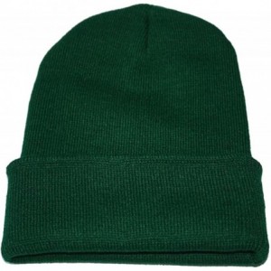 Skullies & Beanies Neutral Winter Fluorescent Knitted hat Knitting Skull Cap - Dark Green - CM187W28K9L $17.08