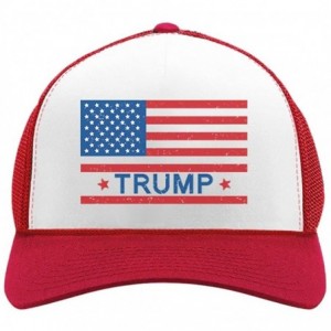 Baseball Caps USA Vintage Flag Donald Trump 2020 Mesh Cap Americana Patriotic Trucker Hat - Red/White - C518EK9TQOG $28.78