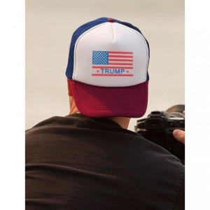 Baseball Caps USA Vintage Flag Donald Trump 2020 Mesh Cap Americana Patriotic Trucker Hat - Red/White - C518EK9TQOG $26.38