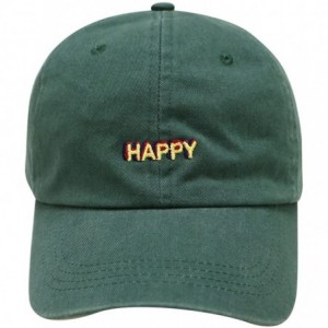 Baseball Caps Happy Small Embroidered Cotton Baseball Caps - Hunter Green - CU12HVG2MH1 $23.71
