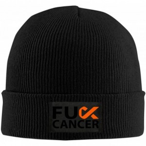 Skullies & Beanies Fuck Leukemia Cancer Orange Ribbon Unisex Warm Winter Hat Knit Beanie Skull Cap Cuff Beanie Hat Winter Hat...