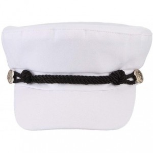 Newsboy Caps Women Classic British Flat Top Fisherman Hat Cotton Breton Fiddler Hat - White - CC18II7AQ9M $19.35