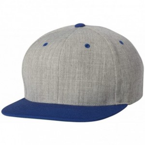 Baseball Caps Flexfit 6 Panel Premium Classic Snapback Hat Cap - Heather Grey/Royal - CY12D6KDZU9 $21.07