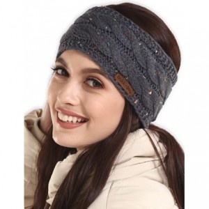 Cold Weather Headbands Cable Knit Multicolored Headband Warmers - Dark Gray Confetti - CI18G366S9K $19.21