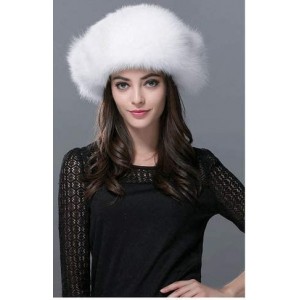 Bomber Hats Mens Winter Hat Real Fox Fur Genuine Leather Russian Ushanka Hats - White-1 - CP18Z57TW3K $61.79