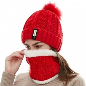 Skullies & Beanies Womens Winter Pompom Slouchy - Red - C018AUDQ92A $21.75