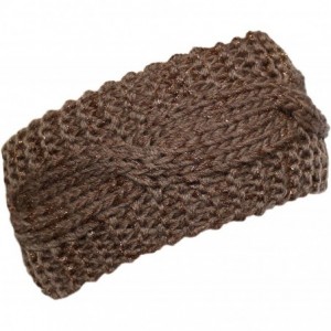 Cold Weather Headbands Plain Braided Winter Knit Headband - Glitter Brown - CW18LQ3YUT4 $20.50