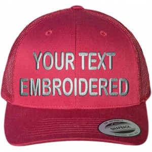 Baseball Caps Custom Trucker Hat Yupoong 6606 Embroidered Your Own Text Curved Bill Snapback - Cranberry - CL18XOTOZAI $45.94