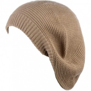 Berets Chic French Style Lightweight Soft Slouchy Knit Beret Beanie Hat in Solid - Dk.beige - CO18LCG3IRS $22.81