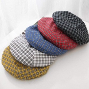 Berets Cotton Vintage Plaid French-Beret Hat Painter-Beanie for Women - Red - CW18U3ASEMZ $21.65