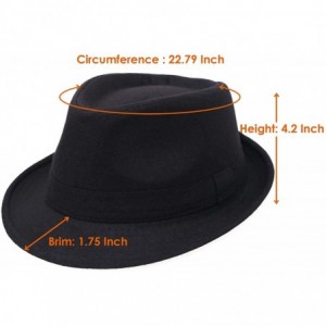 Fedoras Men's Classic Manhattan Structured Trilby Fedora Hat - Black - CB12NU8Y1EC $27.47