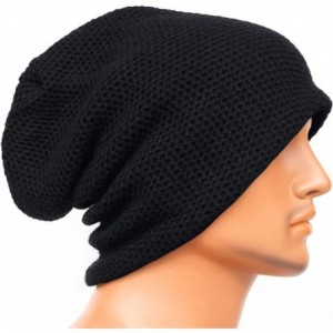 Skullies & Beanies Unisex Adult Winter Warm Slouch Beanie Long Baggy Skull Cap Stretchy Knit Hat Oversized - Black - CG12910L...