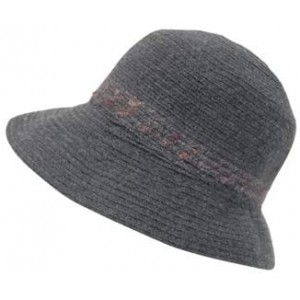 Bucket Hats Casual Cloche Hat with Speckled Knit Hatband- Wide Brim Warm Bucket Hat - Grey - CX18YANRRXD $49.61
