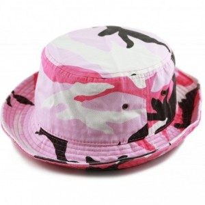 Bucket Hats Unisex 100% Cotton Packable Summer Travel Bucket Beach Sun Hat - Pink Camo - CX1852EEXXM $21.21