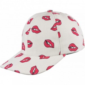 Baseball Caps Floral Print Baseball Cap Adjustable Snapback Six Panel Dad Hat for Women & Men Moldable Brim - Lips - C718AZ0A...