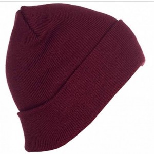 Skullies & Beanies Beanie Men Women - Unisex Cuffed Skull Knit Winter Hat Cap - Burgundy - CL18L4CGN68 $19.81
