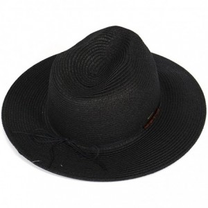 Sun Hats Beach Sun Hats for Women Large Sized Paper Straw Wide Brim Summer Panama Fedora - Sun Protection - C218ERT8ARI $34.67