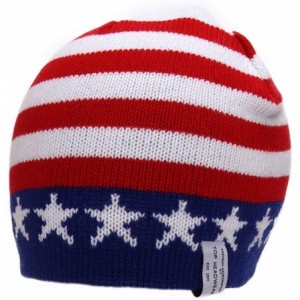 Skullies & Beanies USA Flag Knitted Beanie - CF11P5L3BU7 $17.71